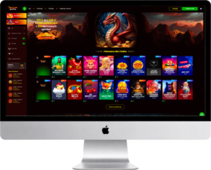 Interfejs Dragonslot Casino Polska na komputerze iMac — widok lobby